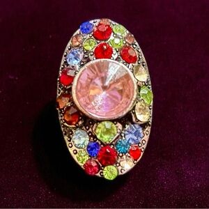 Luxury‎ gold dipped glass gemstone ring